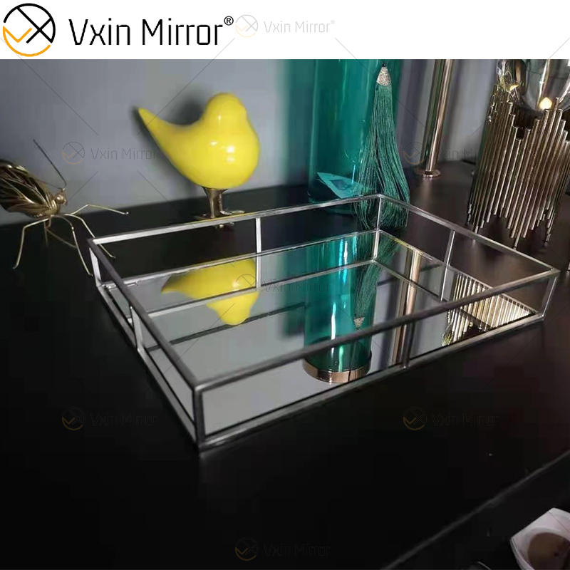Venda imperdível espelho Vxin WXT-005 decoração moderna prata moldura de aço inoxidável espelhada bandeja tamanho 2