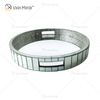 Decoração elegante com miçangas WXMT-017 moderna cristal prata espelhada bandeja redonda