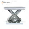 WXWF-128 Decoração de casa Cristal Prata Vidro Móveis Mesa Lateral Espelhada