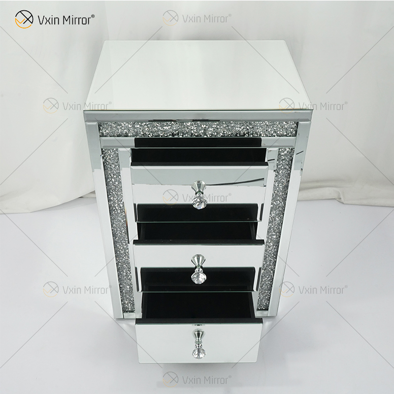 Mesa de cabeceira de acrílico Vxin WXWF-716 moderna 3 gavetas espelhada