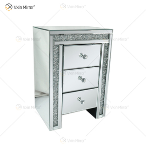 Mesa de cabeceira de acrílico Vxin WXWF-716 moderna 3 gavetas espelhada