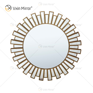 Moldura de vidro espelho redondo veneziano de parede WXM-2484 Decoração de casa adesivo de parede interior para banheiro