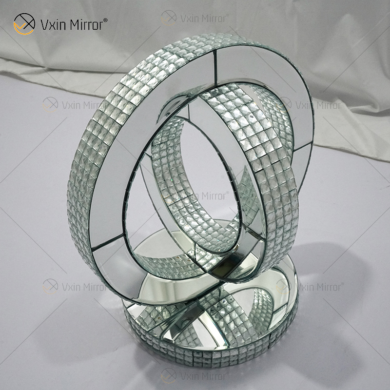 Mesa Lateral Globo Decor Hot Design Vxin WXF-093-1 Prata Cristal Espelho Mesa Lateral