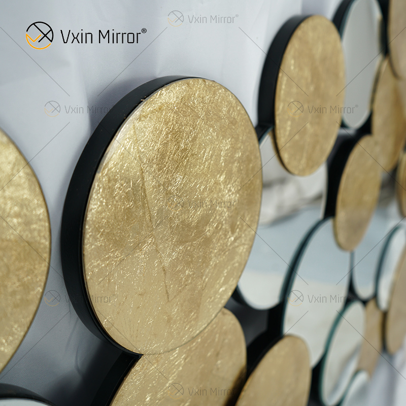 Venda imperdível 2.000 peças WXM-2498 folha dourada 3D espelho de parede de luxo