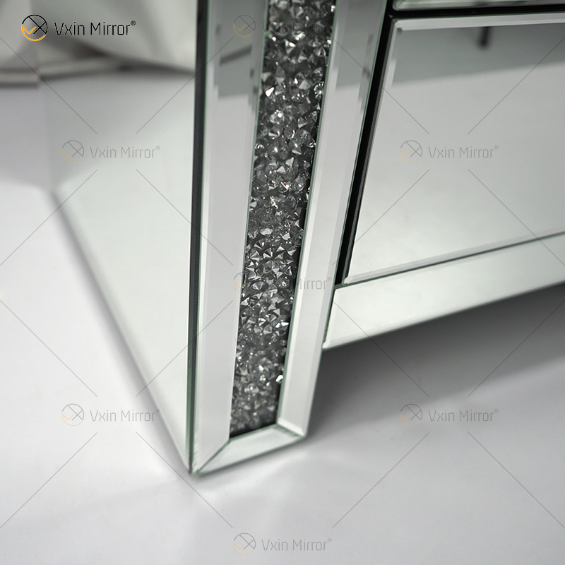 Vxin Espelho WXWF-718 Moderno 3 Gavetas Espelhado Mesa de Cabeceira Mesinha de cabeceira