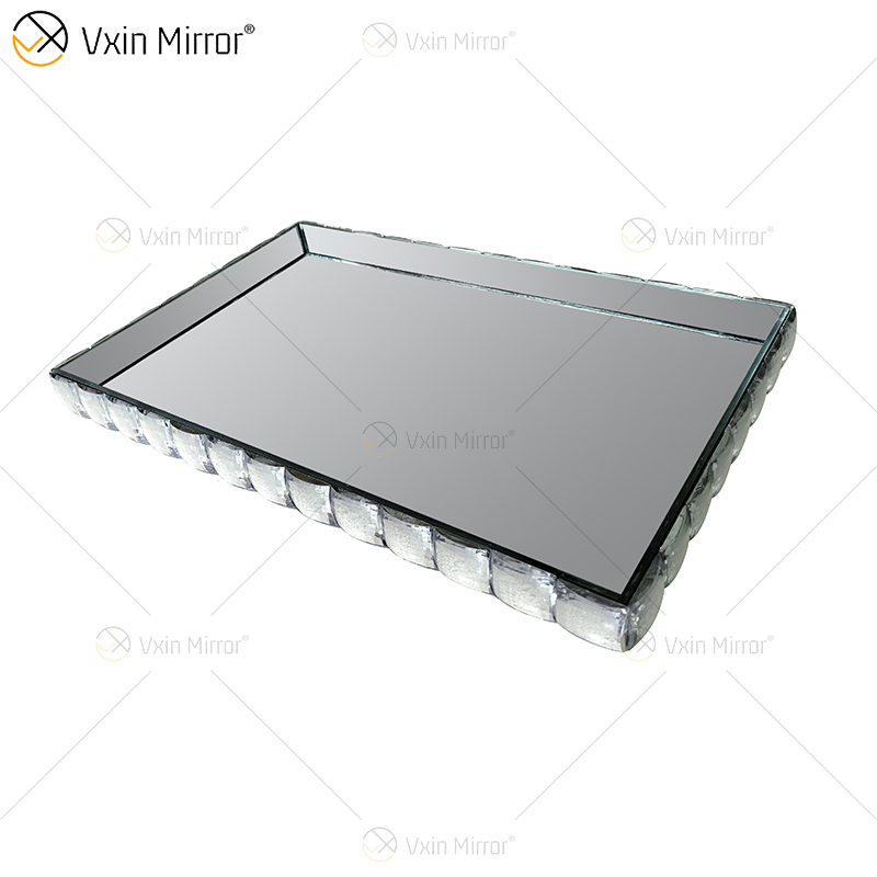 Vxin espelho WXT-004 decoração moderna prata marrom espelhado bandeja de joias retangular
