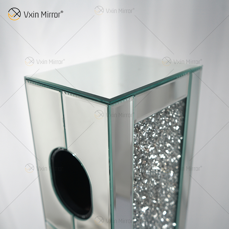 WXF-143 Esmagado Diamante Espelhado Cristal Flutuante Espelho Prata Suporte Para Garrafa De Armazenamento De Vinho