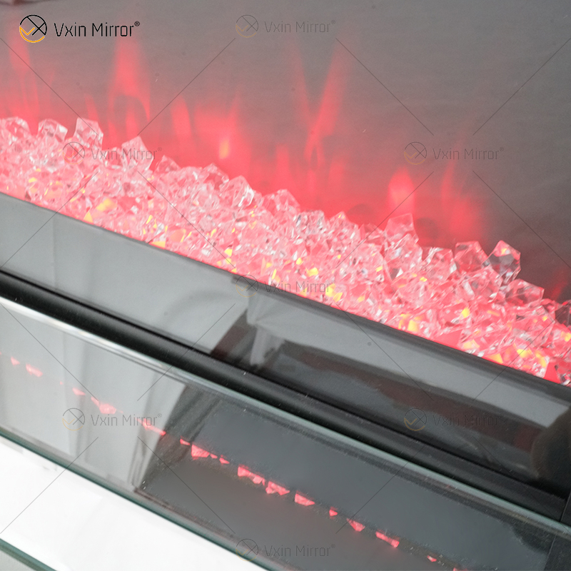 Venda imperdível WXWF-1097 Sparkle Electric LED Cristal Esmagado com Inserção de Cristal Espelho Lareira