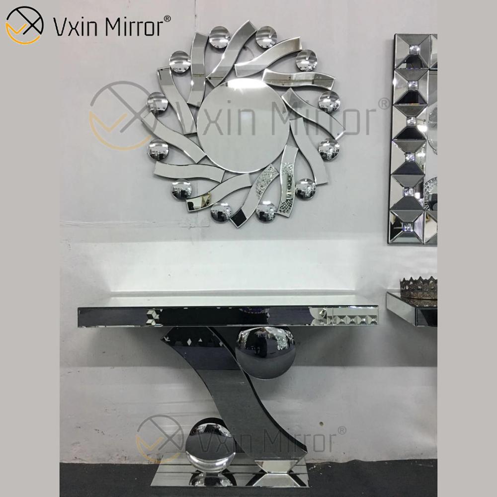 Espelho Vxin Personalizado de Alta Qualidade Móveis de Cristal Moderno Mesa Consola Prata com Espelho de Parede