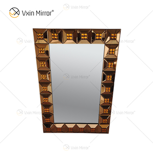 Venda imperdível WXM-1118 Decoração de Parede Marrom Luxo Espelho 3D Exclusivo Espelho Pendurado na Parede