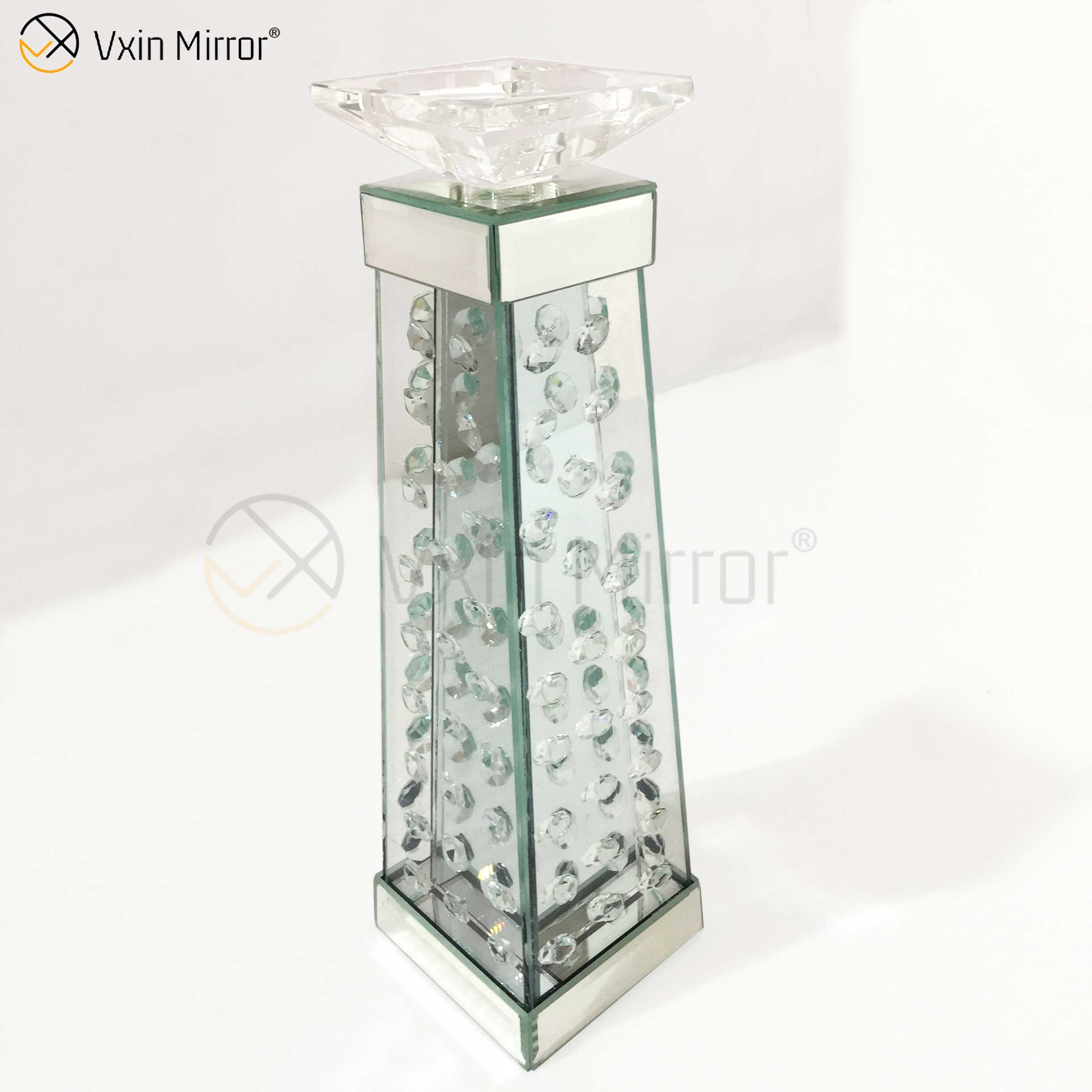 Atacado Vxin Espelho WXCH-07 Madeira Vidro Cristal Castiçal