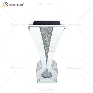 WXMV-004-1 Home Hotel Decoração Interior Prata Triturado Diamante Espelhado Vaso de Espelho Grande Seguidor