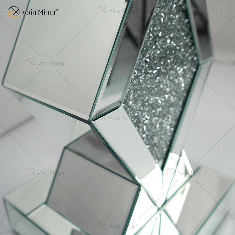Barato Novo Design Vxin WXF-115-1 Decoração de Casa Mesa Lateral de Diamante Triturado Espelho Prata Móveis Mesa Lateral