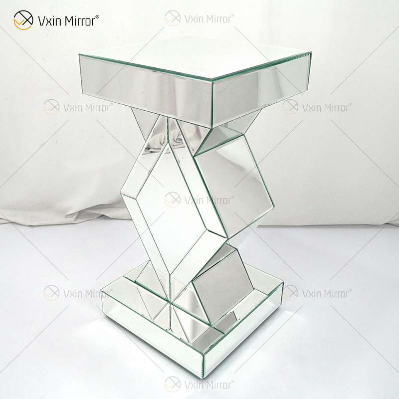 Barato Novo Design Vxin WXF-115-1 Decoração de Casa Mesa Lateral de Diamante Triturado Espelho Prata Móveis Mesa Lateral
