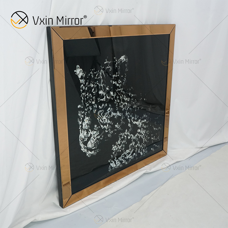 VXin WXMA-19 Decoração de casa Moldura de vidro espelhada Cheetah Wall Art Cristal Porcelana Pintura Espelho Arte de Parede