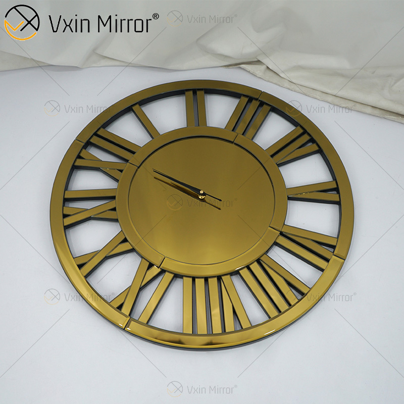 Venda imperdível WXMC-04 Moderno Decorativo de Parede Elegante Design Numeral Romano Prata e Ouro Relógio Espelho de Parede