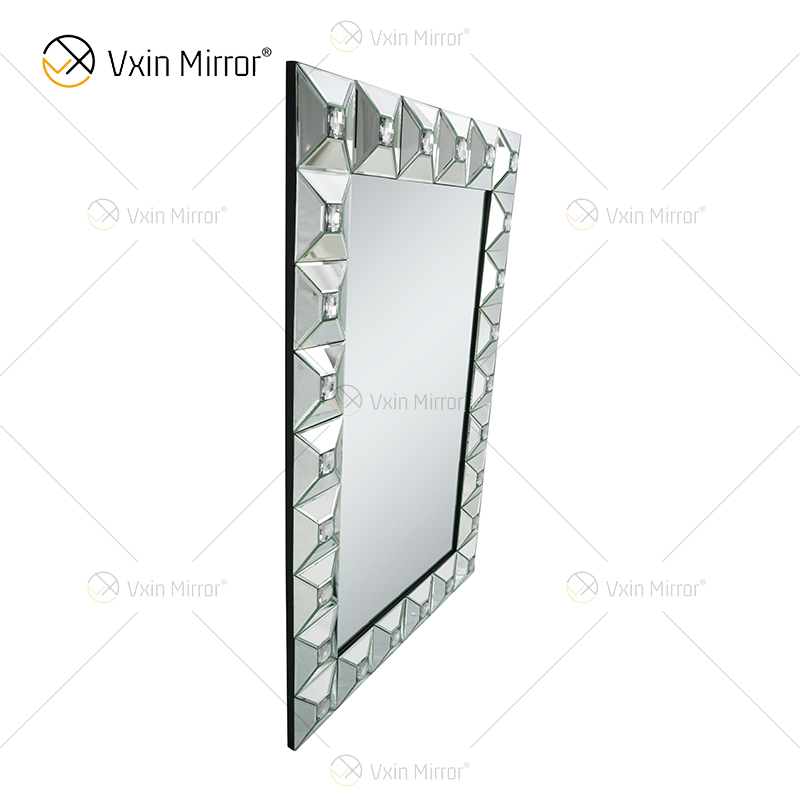 Decoração de casa WXM-1007 espelho de parede moderno retangular cristal prata
