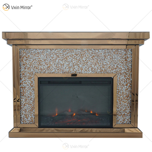Multicolorido WXWF-020 Luxo Prata Triturado Diamante Cristal Branco Espelho Sala De Estar Lareira Interior