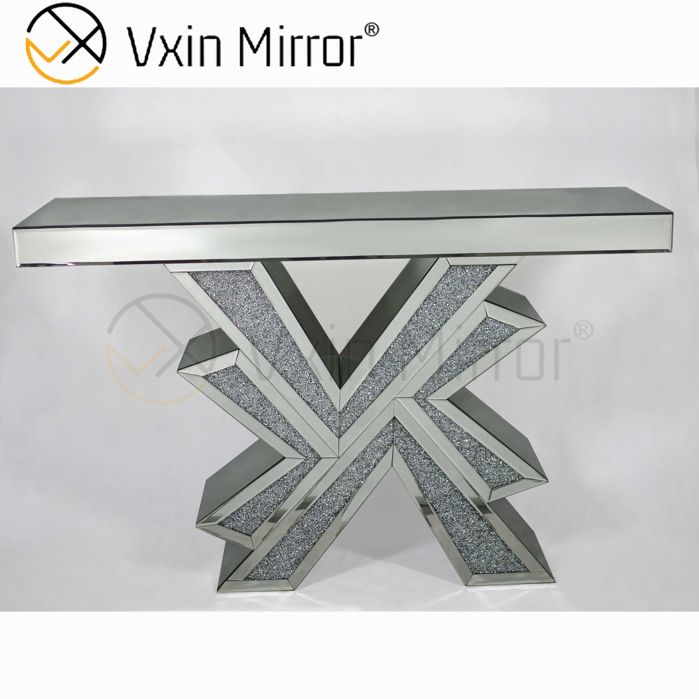Vxin Miorror WXF-067 Fornecimento de Fábrica Elegante Mesa de Console de Vidro Mental Mesa Colsole Prata Barato Hotel