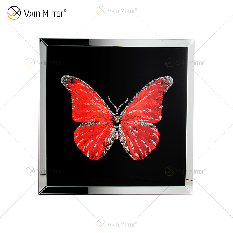 Vxin WXMA-58 Cristal Porcelana Pintura Resina Borboleta Moldura Coberta Espelho Decorativo Arte de Parede