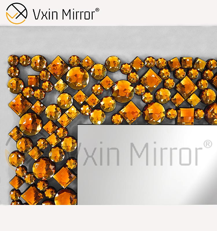 Espelho de parede marrom barato WXM-1051 de alta qualidade para decoração de parede de cristal