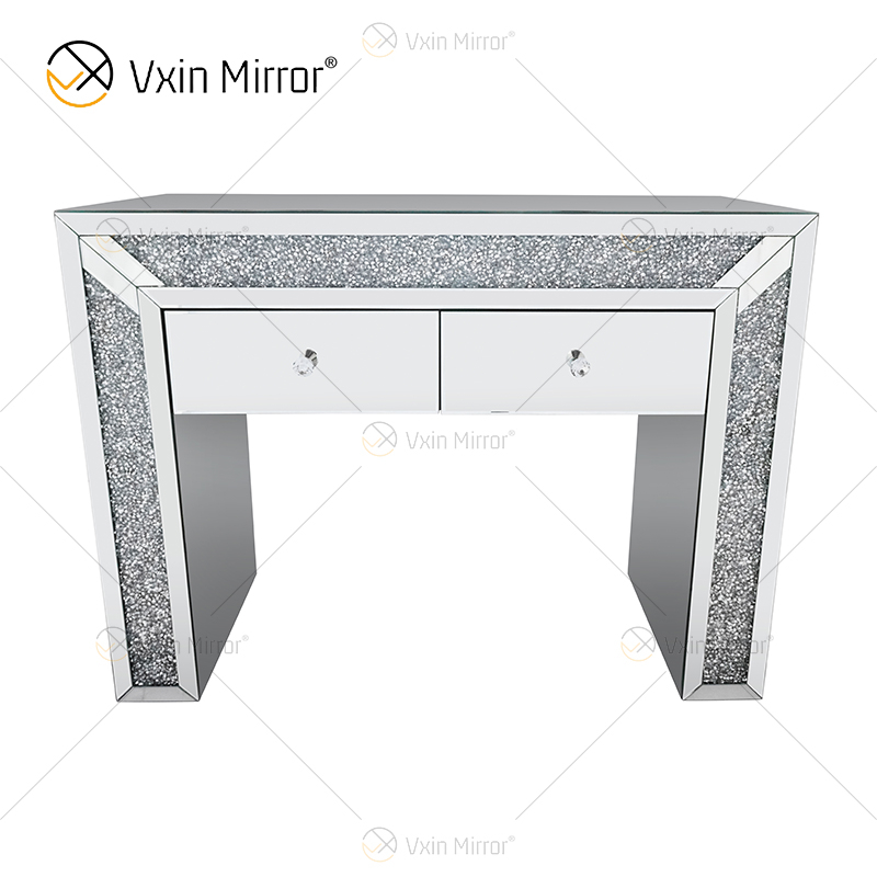 Art Decor WXF-061 Baú de canto espelhado com diamante esmagado com 2 gavetas
