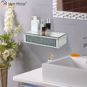 Vxin Factory Supply WXF-153 Prata Decoração de Parede Prata Diamante Esmagado Prateleira de Parede Retangular