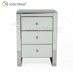 Móveis de quarto modernos mesa de cabeceira espelhada com gavetas personalizadas para sofás WXF-031