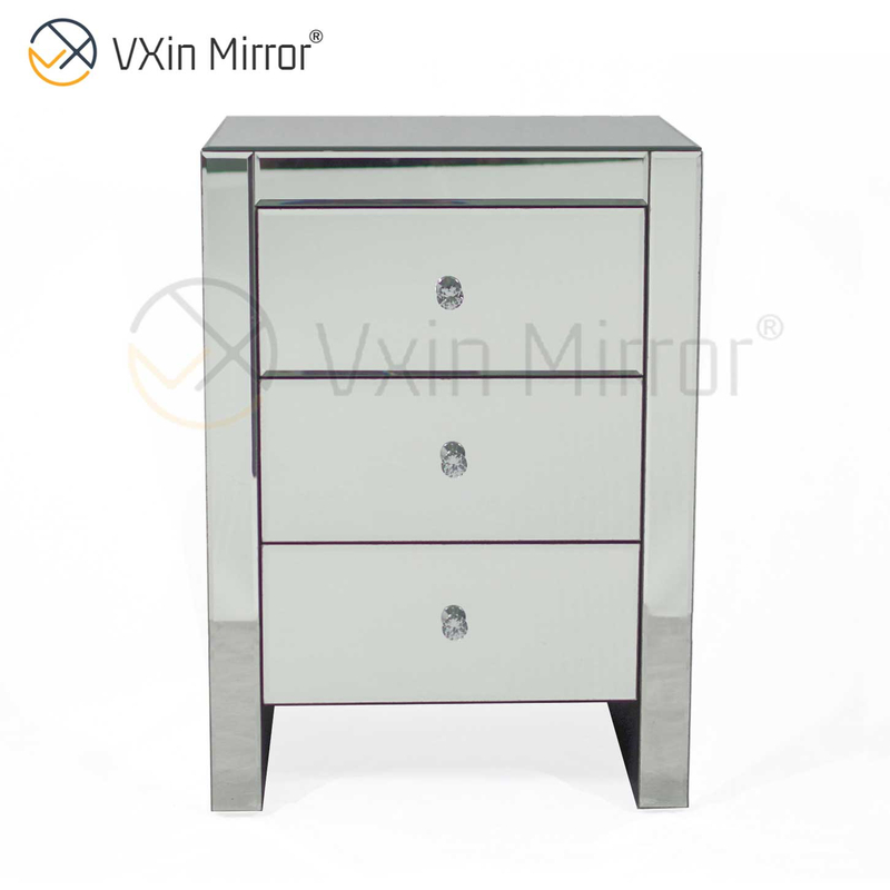 Móveis de quarto modernos mesa de cabeceira espelhada com gavetas personalizadas para sofás WXF-031