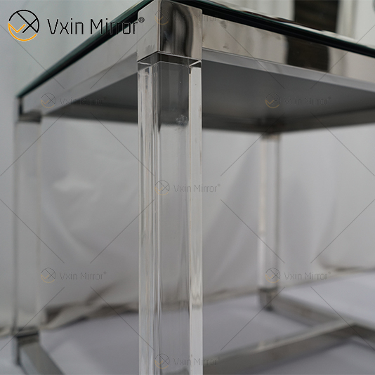 Mesa de cabeceira para móveis de vidro acrílico prateado moderno WXF-139-2 com gavetas mesa de cabeceira espelhada para quarto