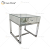 Mesa de cabeceira para móveis de vidro acrílico prateado moderno WXF-139-2 com gavetas mesa de cabeceira espelhada para quarto