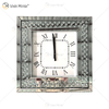 Relógio espelhado moderno barato WXMC-003 prata decorativo diamante esmagado relógio de parede espelho