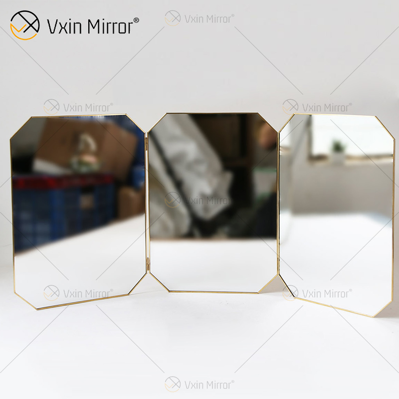Nova decoração de parede exclusiva com moldura de metal espelhos de parede dupla face luxo simples e elegante espelho de parede