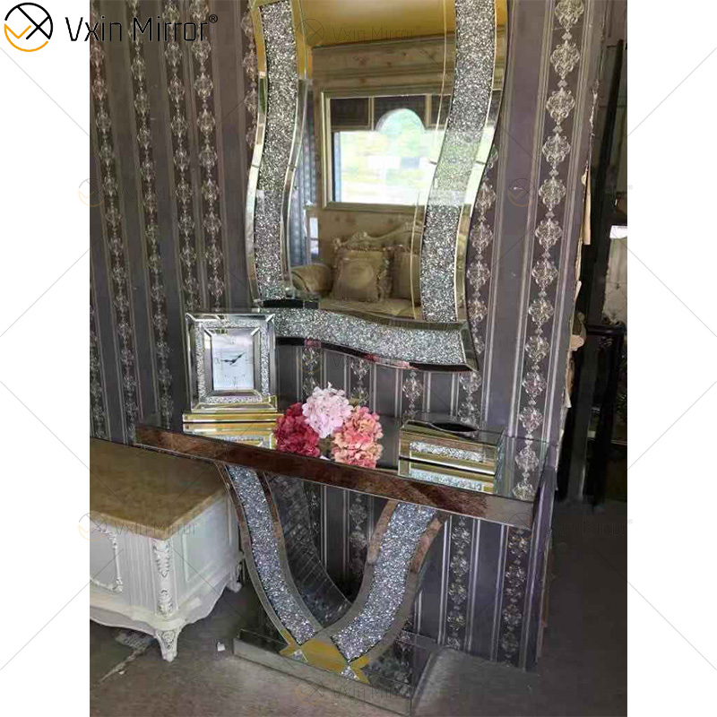 Móveis de espelho Vxin Móveis de mesa de console de espelho de diamante esmagado moderno