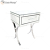 Vaidade Moderna WXF-218 Prata Móveis de Quarto Cristal Espelhado Mesa de Cabeceira com Gaveta Moderna Mesinha de cabeceira
