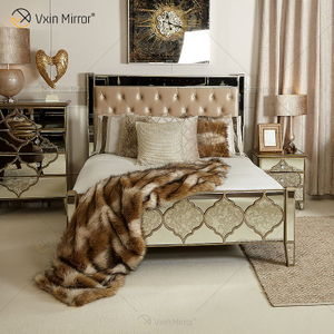 Móveis antigos Vxin WXWF-1088 Cama king-size Grace moldura dourada espelhada super cama