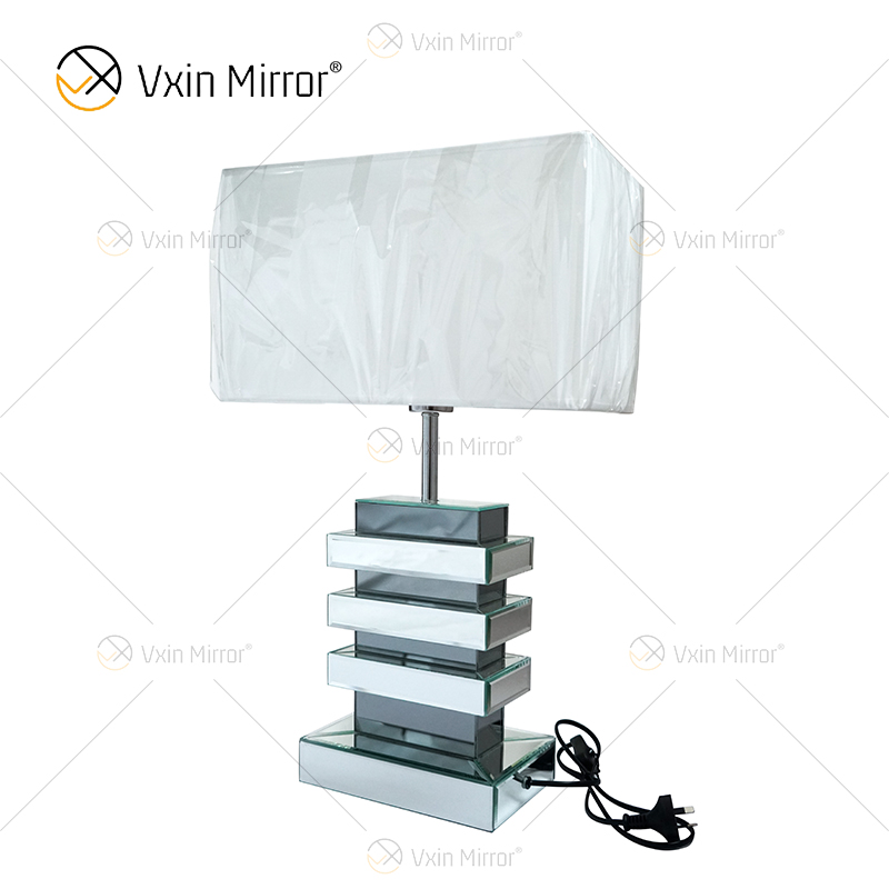 Atacado WXL-001 Moderno Prata Cinza Lâmpada Espelhada Mesa Abajur Branco Para Quarto Lâmpada Espelho