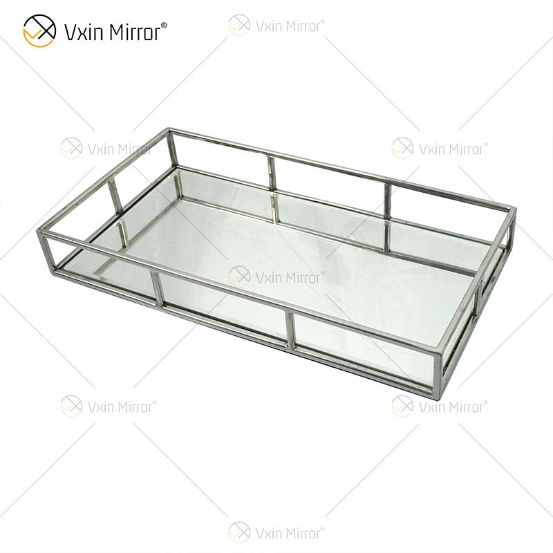 Venda imperdível espelho Vxin WXT-005 decoração moderna prata moldura de aço inoxidável espelhada bandeja tamanho 2