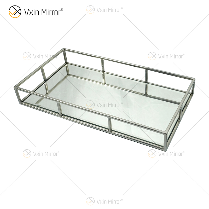 Venda imperdível espelho Vxin WXT-005 decoração moderna prata moldura de aço inoxidável espelhada bandeja tamanho 2