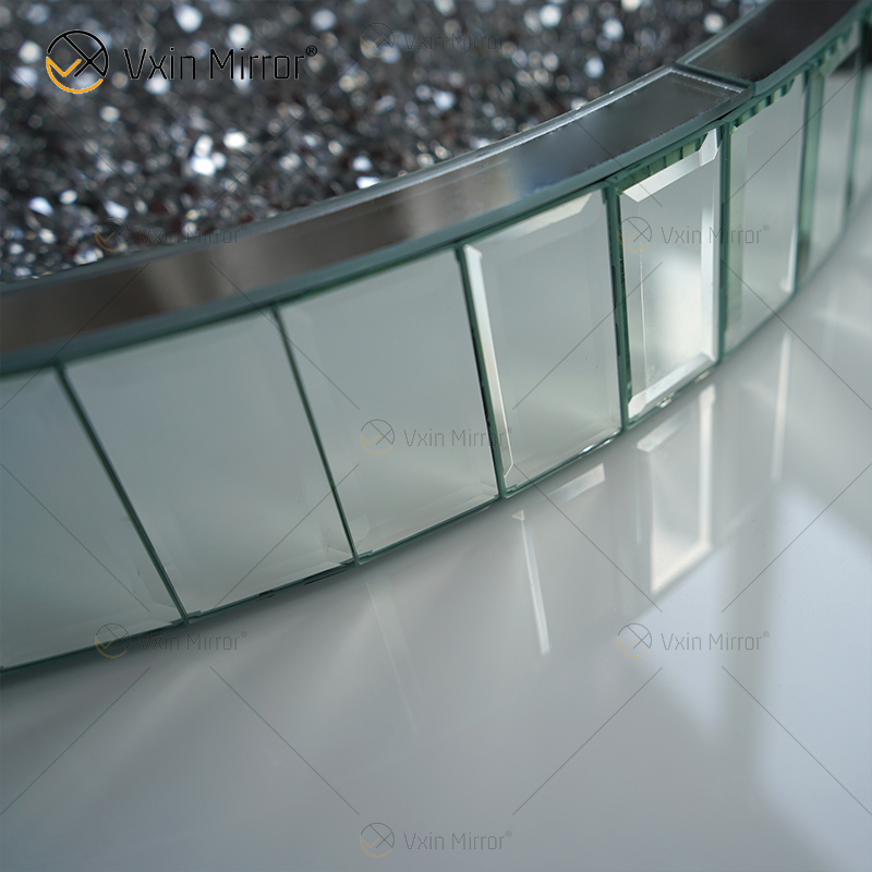 Venda imperdível WXMT-015 Decoração Moderna Prata Esmerilhada Diamante Bandeja Redonda Espelhada