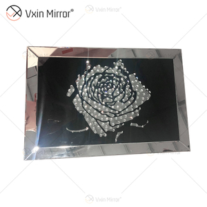 VXin WXMA-28 Decoração de Casa Moldura de Vidro Espelhado Rosa Arte de Parede Cristal Pintura de Porcelana Espelho Arte de Parede