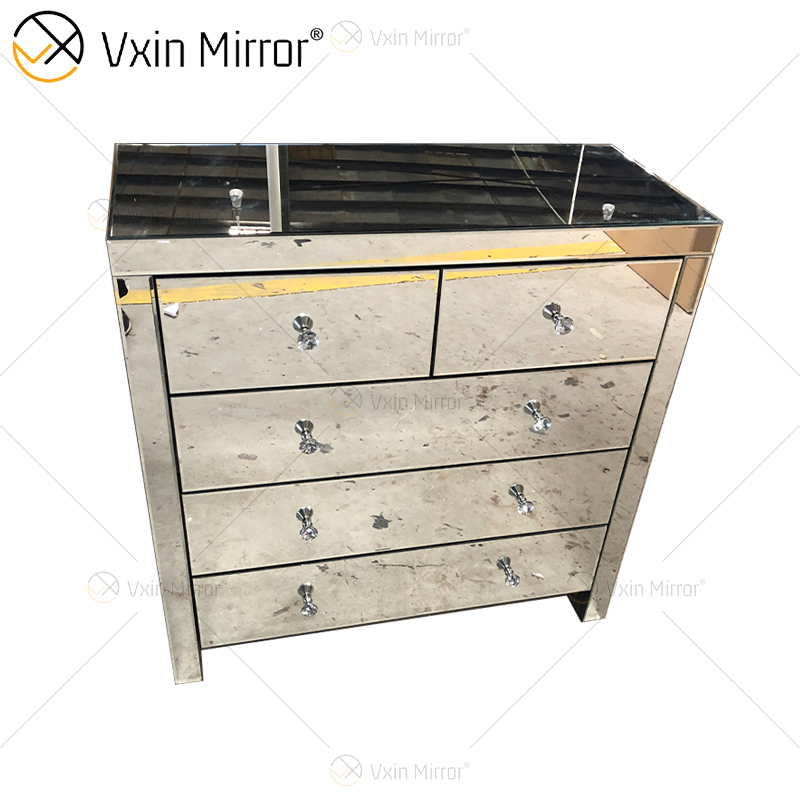Cômoda de Prata Espelhada Armário de Corredor Armário de Vidro Quarto Móveis para Casa WXF-802
