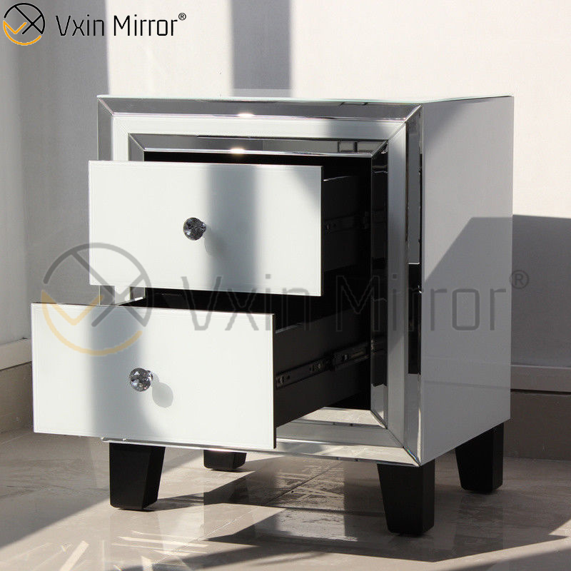 Venda imperdível para casa móveis de vidro branco 2 gavetas armário espelhado WXF-786
