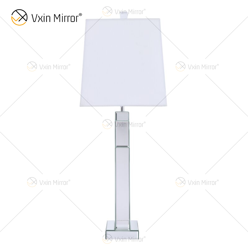 Fornecimento de fábrica WXTL-144 moderno espelho de mesa de cristal prata com abajur para quarto