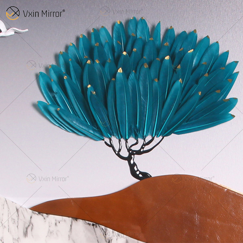 Estilo antigo Vxin WXPA-003 Simplicidade Árvores Pintura Espelho emoldurado Arte de Parede Pena Pendurado Quadro para Sala de Estar à Venda