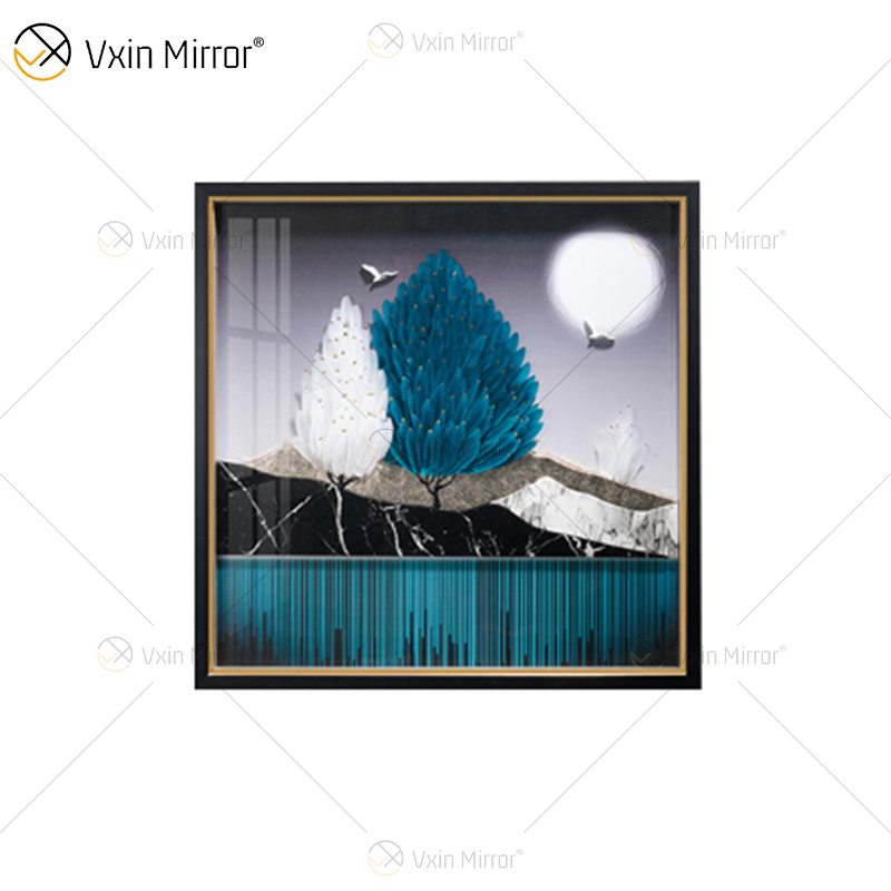 Estilo antigo Vxin WXPA-003 Simplicidade Árvores Pintura Espelho emoldurado Arte de Parede Pena Pendurado Quadro para Sala de Estar à Venda