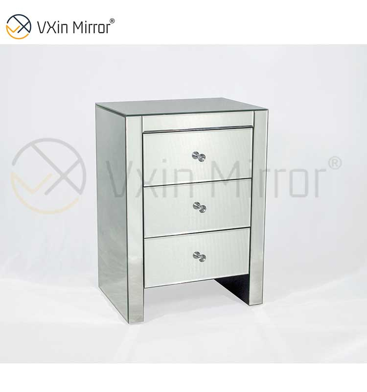 Móveis de quarto modernos mesa de cabeceira espelhada com gavetas personalizadas para sofás WXF-031