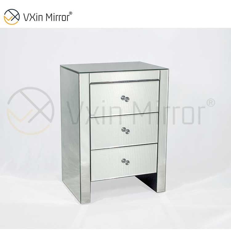Móveis de quarto modernos mesa de cabeceira espelhada com gavetas personalizadas para sofás WXF-031