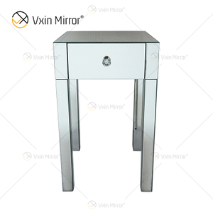 Mesa de cabeceira de cristal com 1 gavetas Móveis de Prata WXF-046 Moderna WXF-046 Mesa de Cabeceira Espelhada