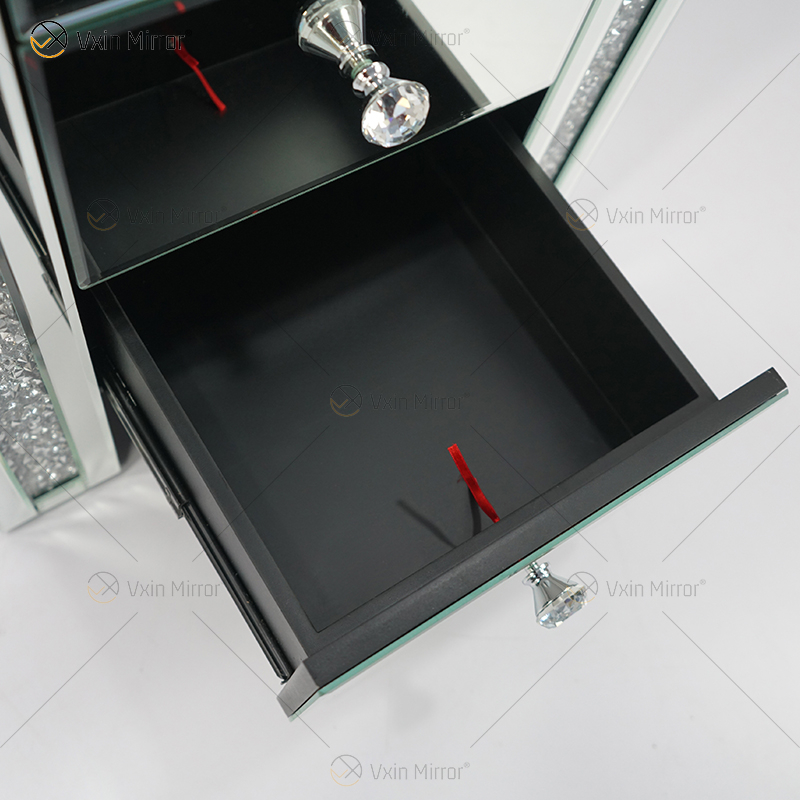 Mesa de cabeceira de acrílico Vxin WXWF-716 moderna 3 gavetas espelhada